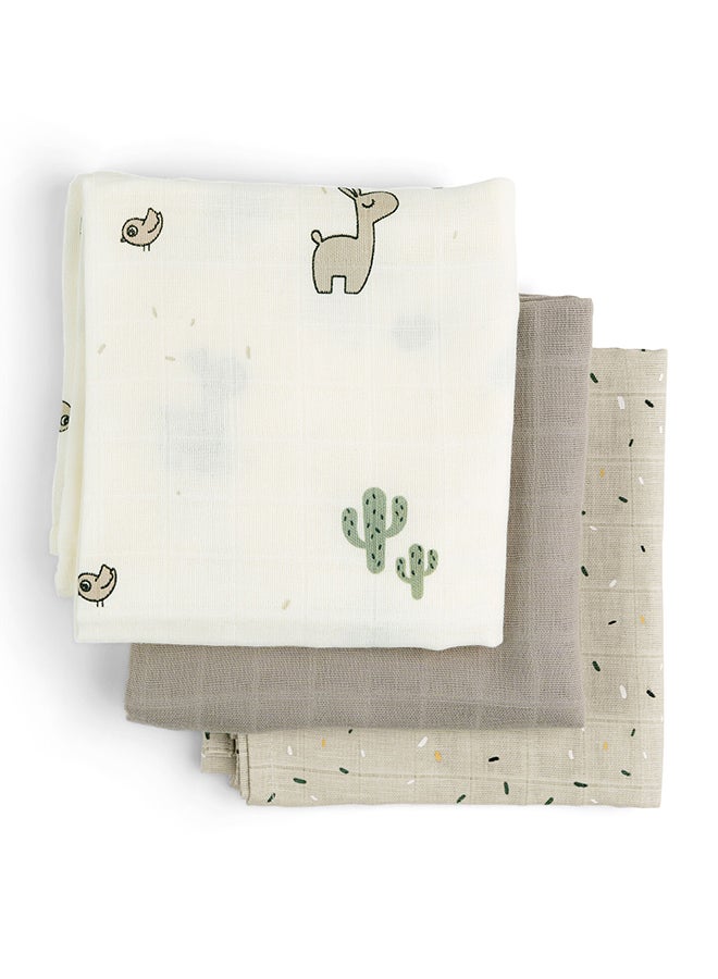 done by deer Burp Cloth 3-Pack - GOTS Certified Organic Cotton Muslin Cloths for Newborns - Lalee Sand - Image 2