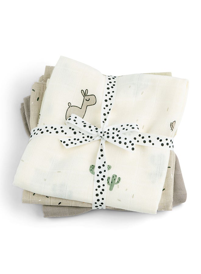 done by deer Burp Cloth 3-Pack - GOTS Certified Organic Cotton Muslin Cloths for Newborns - Lalee Sand - Image 1