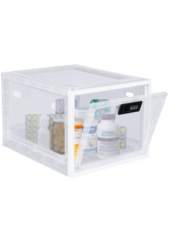 XiuWoo Stackable Clear Large Capacity Home Office Lock Box, Medication Lockable Container, Safe Locking Box, Medicine Storage Box Bin, Refrigerator Storage Organizer for Kitchen Home School Office Safety  - Image 1