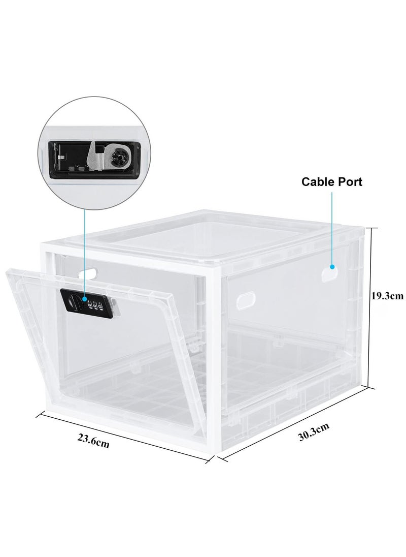 XiuWoo - Stackable Clear Large Capacity Home Office Lock Box, Medication Lockable Container, Safe Locking Box, Medicine Storage Box Bin, Refrigerator Storage Organizer for Kitchen Home School Office Safety - Image 1
