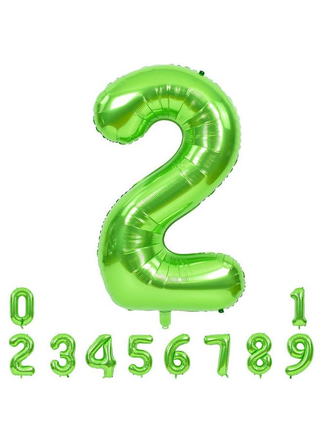 TONIFUL 40 Inch Large Green Numbers Balloons 0-9, Number 2 Digital 2 Helium Balloons, Foil Mylar Big Number Balloons for Birthday Party Anniversary Supplies Decorations - Image 1