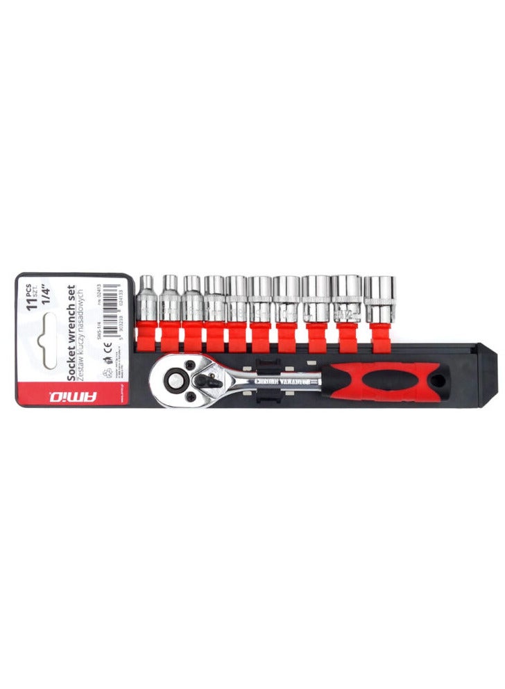 مجموعة أدوات إصلاح المقبس بمفتاح ربط متري، 11 قطعة، 1/4 بوصة، 4-13 مم