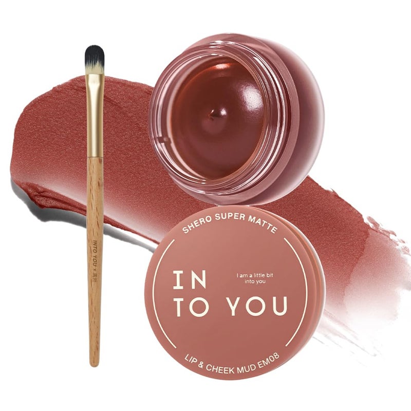 INTO YOU Matte Liquid Lipstick for Women, Canned Long Lasting Nude Lipstick Waterproof with Lip Brush, No Transfer, High Pigmented with Lightweight Lip Mud Texture(C-EM08) - Image 1