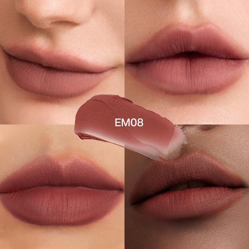 INTO YOU Matte Liquid Lipstick for Women, Canned Long Lasting Nude Lipstick Waterproof with Lip Brush, No Transfer, High Pigmented with Lightweight Lip Mud Texture(C-EM08) - Image 3
