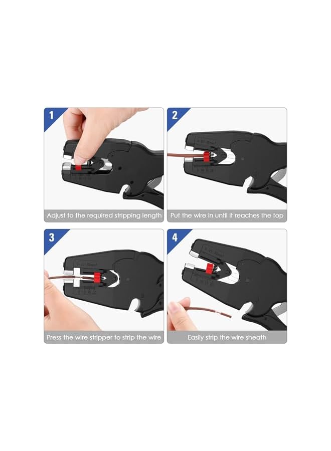 promass Automatic Wire Strippers Tool, Self Adjusting Wire Stripper Quick 2 in 1 Wire Stripper Tool [AWG 32-7] for Single-Conductor Stranded or Solid Wire, Wire Stripper Tool for Range 0.25-0.75 Inch - Image 5