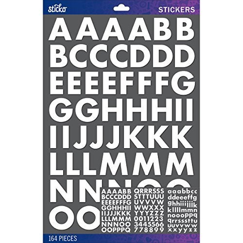 Sticko Sticker Alpha-Futura-Large-Bold-White (164 Pieces) 52-90037 - Image 1