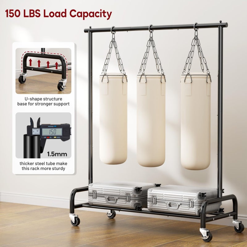 SLEEPING LAMB Heavy Duty Clothing Racks for Hanging Clothes Rack, 43" Wide Rolling Garment Rack Metal Clothing Hanger Rack with Wheels Wardrobe Rack for Coats, Shirts, Dress, (Black) - Image 5
