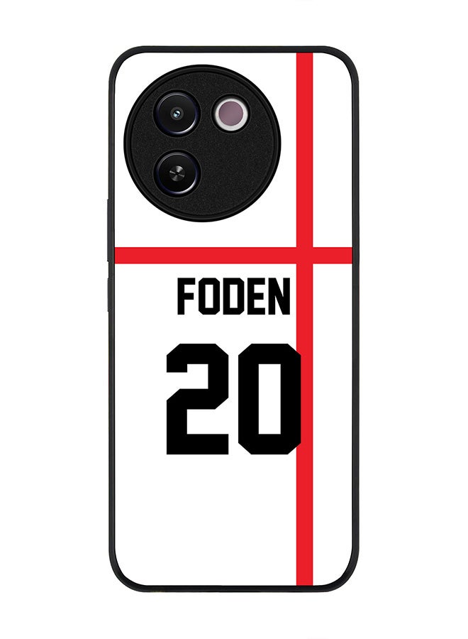 Stylizedd Rugged Black edge case for Vivo V30e, Slim fit Soft Case Flexible Anti Drop TPU Gel Thin Cover - Football Team - England, Player Name - Foden - Image 1