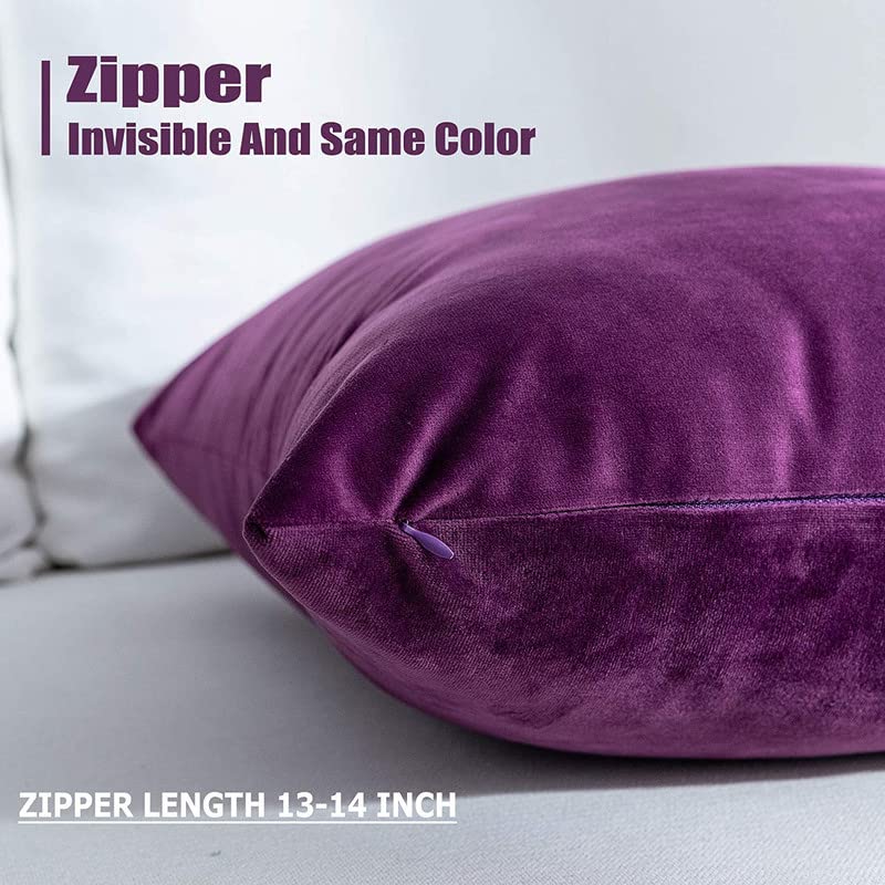 Texlux Imported Pillow with Velvet Pillow Cover/Pillowcases - King 20x36 (Velvet Wine), Pack of 2 - Image 3