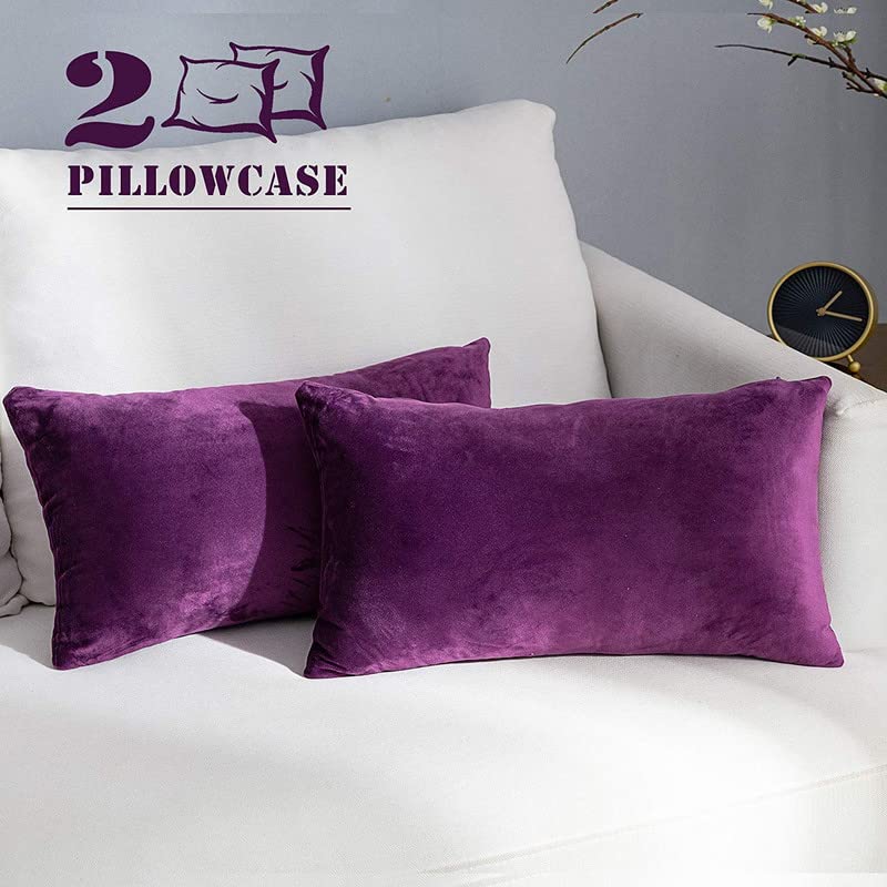 Texlux Imported Pillow with Velvet Pillow Cover/Pillowcases - King 20x36 (Velvet Wine), Pack of 2 - Image 2