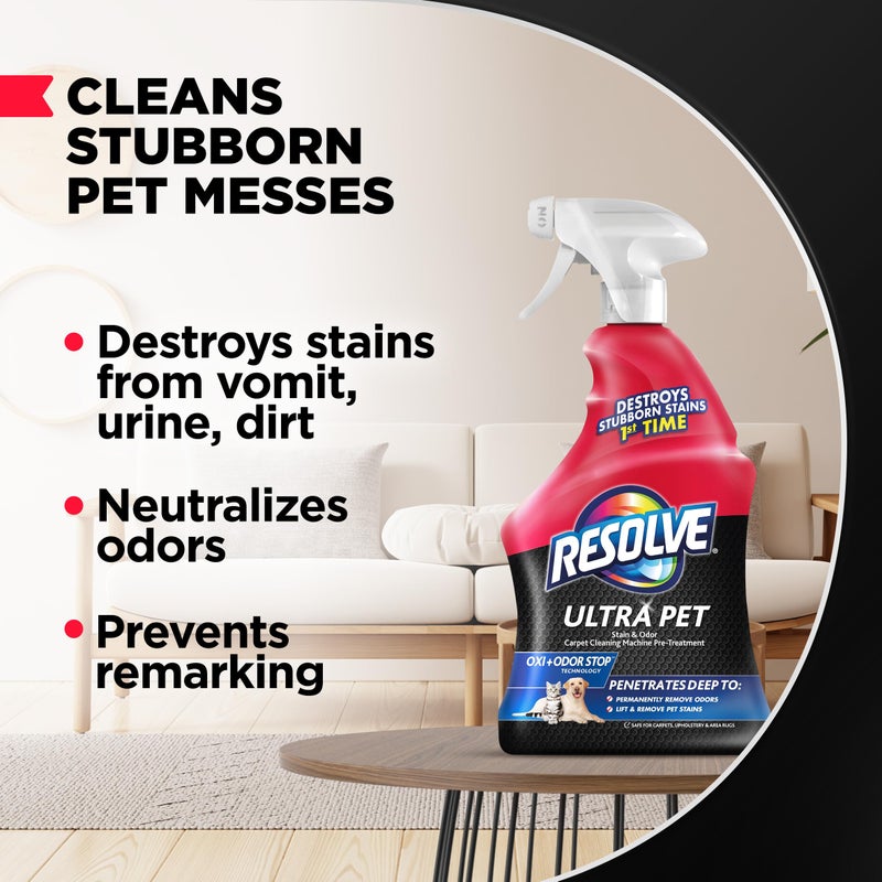 Resolve Ultra Pet Odor and Stain Remover Spray - Carpet Cleaner for Cat and Dog Urine and Poop, 32oz - Image 3