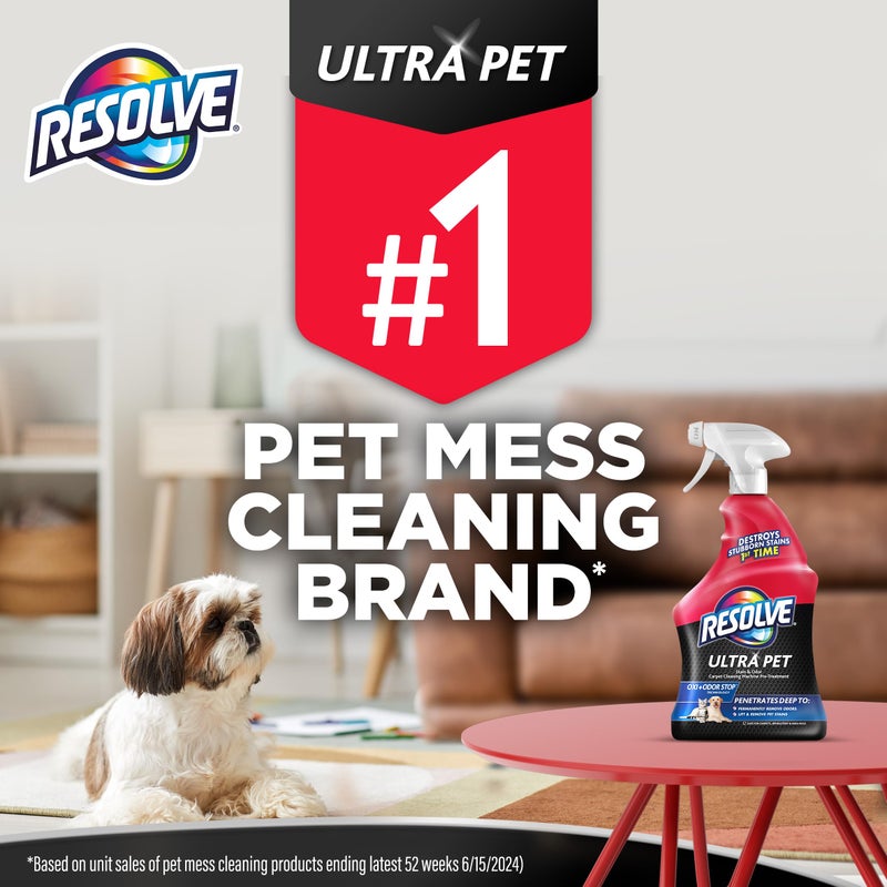 Resolve Ultra Pet Odor and Stain Remover Spray - Carpet Cleaner for Cat and Dog Urine and Poop, 32oz - Image 2
