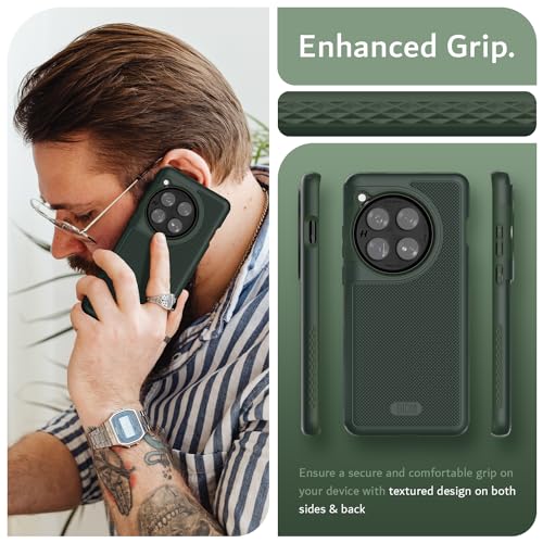 TUDIA MergeGrip Phone Case for OnePlus 12 5G 2024 - Military Grade, Drop Tested, Dual Layer, Shockproof, Anti-Slip, Heavy Duty & Protector Cover Protective Phone Case - Pine Green - Image 4
