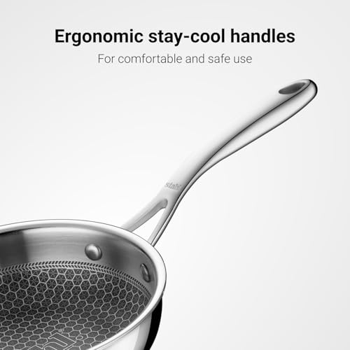 Stahl Artisan Hybrid 1.3 L, 20 cm Triply Frying Pan with Lid | Induction & Gas Stove Compatible | Honeycomb Non Stick Fry Pan, Metal Spoon Friendly - Image 4
