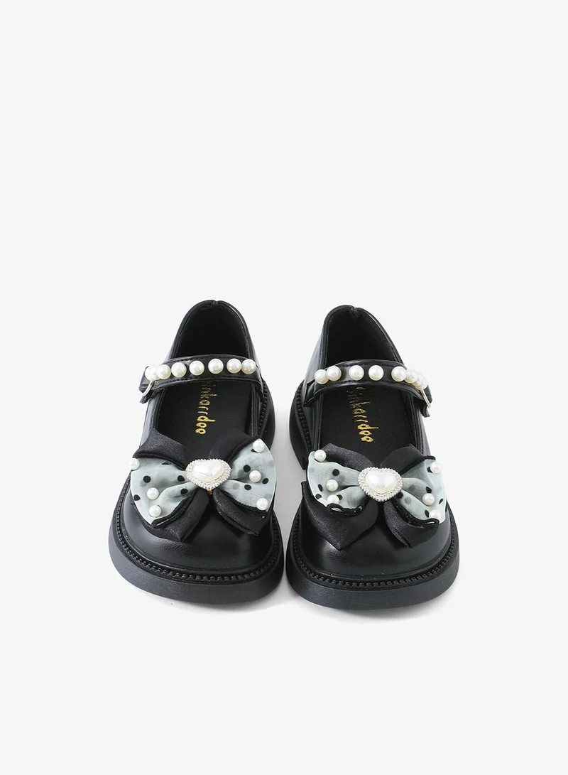 Mark & Mia Mark & Mia Bow With Heart Shaped Pearl Detail Party Shoes - Black