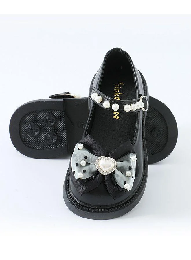 Mark & Mia Mark & Mia Bow With Heart Shaped Pearl Detail Party Shoes - Black