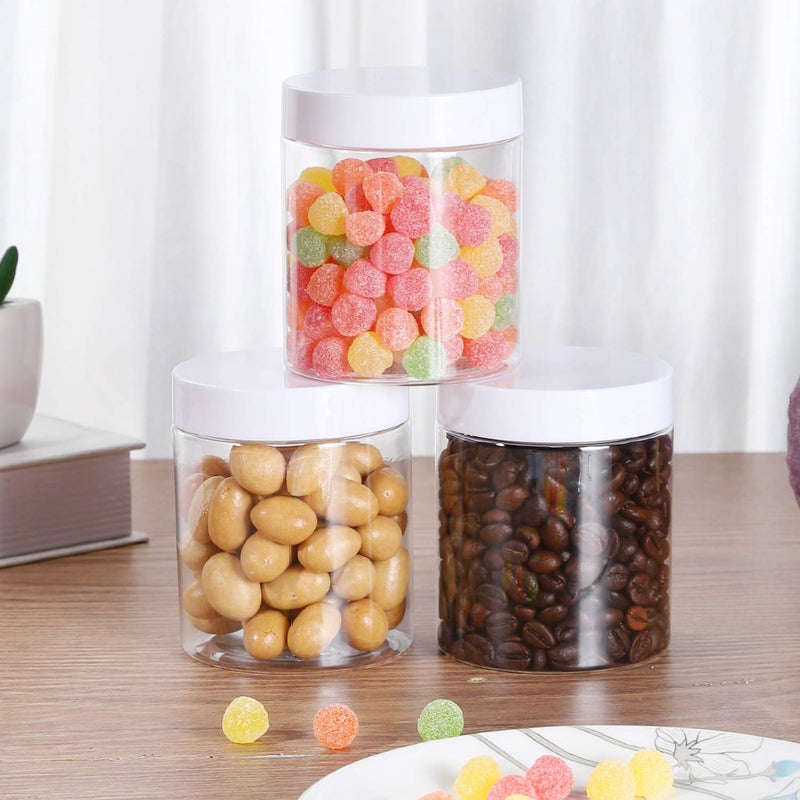 Dabacc 24Pack 8oz Plastic Jar Storage Container with White Lids Airtight Clear Wide-mouth Slime Storage Jars for Cosmetic Cream Light Clay - Image 5