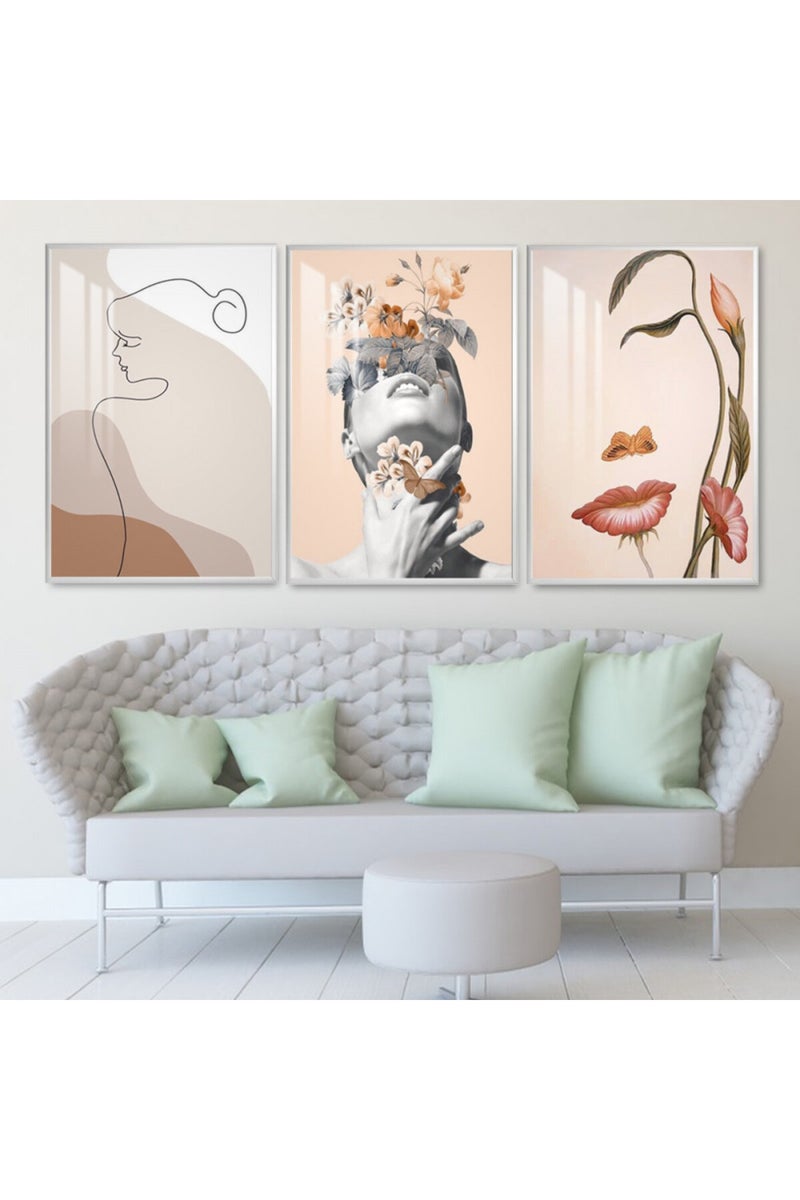 ماركتنا ثلاث لوحات جدارية خشبية بإطار وطبقة أكريليك شفافة - Image 1