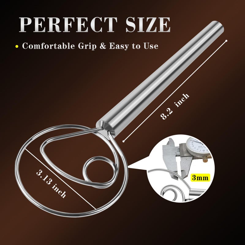 TEEVEA Danish Dough Whisk Stainless Steel Hook Dutch Bread Mixer for Sourdough Baking Tools - Image 3