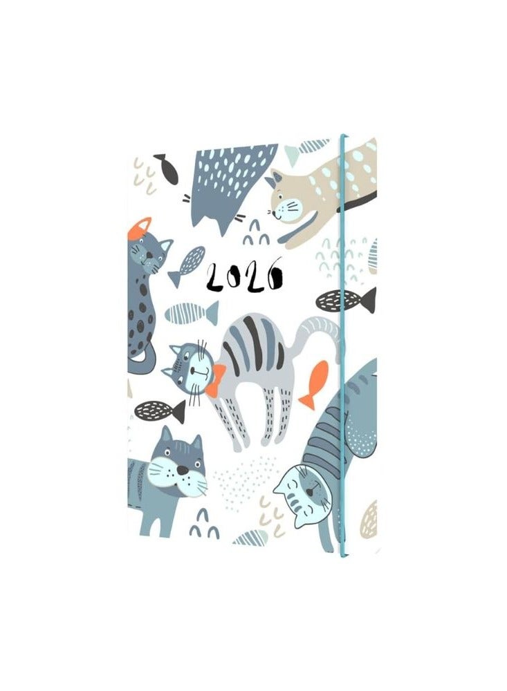 Collins - Maru - 2026 12 Month Calendar Year Planner, Week-To-View Diary, A6 Paper Cover - Cat (MR163.CT-26) - Image 1