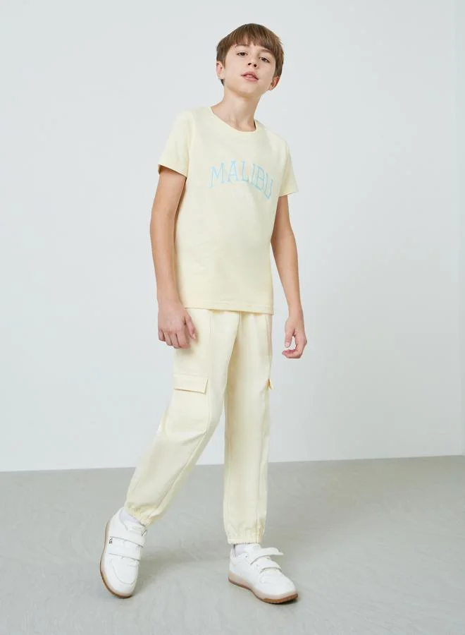 ستايلي Teen Boys Solid Cargo Joggers with Drawstring