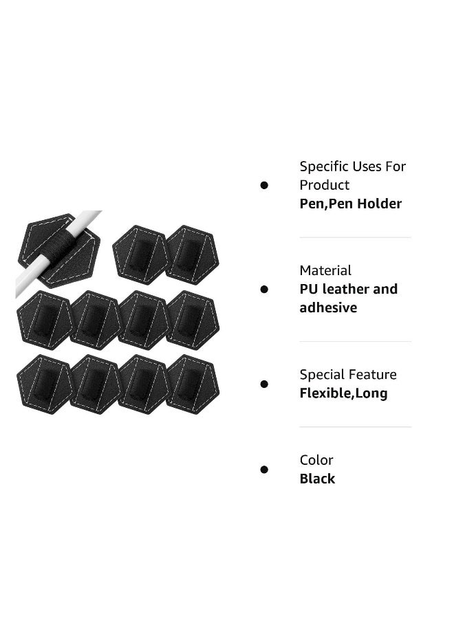 Generic Pen Loops Holder, Self Adhesive Pen Holders for Notebook, Self Adhesive Hexagon Leather Pencil Holder with Elastic Loop, Designed for Notebooks, Journals, Calendars, Tablet  - Image 5