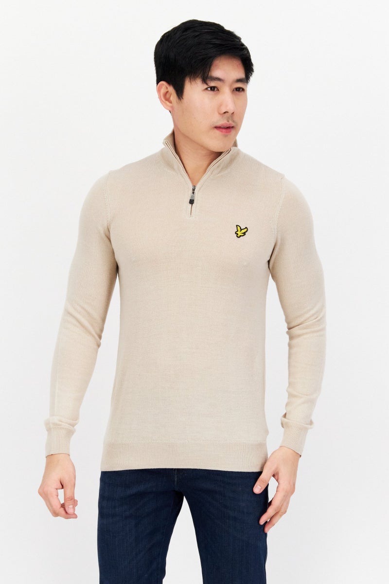 Lyle & Scott Men High Neck Long Sleeve Embroidered Logo Sweater, Pink - Image 1