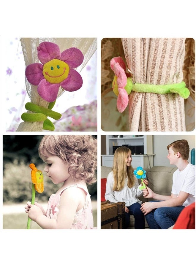 SUSHAFEN 16Pcs Artificial Plush Sunflower Daisy Flower Toy Bendable Curtain Buckle Tiebacks Birthday Wedding Party Gift Decor Fairy Wands Stick Performance Props Novelty School Prize Gifts - Image 5