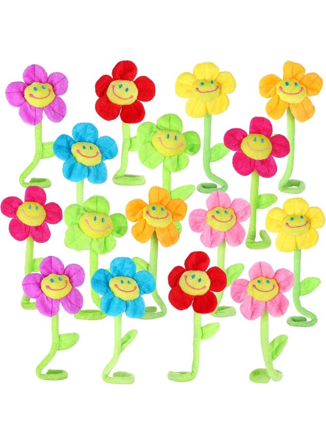 SUSHAFEN 16Pcs Artificial Plush Sunflower Daisy Flower Toy Bendable Curtain Buckle Tiebacks Birthday Wedding Party Gift Decor Fairy Wands Stick Performance Props Novelty School Prize Gifts - Image 2