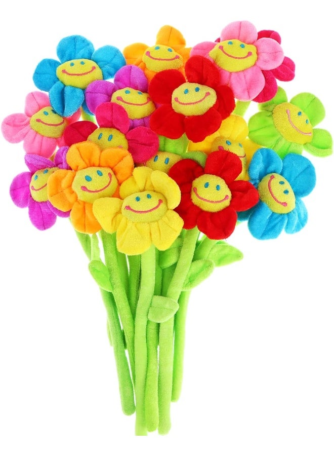 SUSHAFEN 16Pcs Artificial Plush Sunflower Daisy Flower Toy Bendable Curtain Buckle Tiebacks Birthday Wedding Party Gift Decor Fairy Wands Stick Performance Props Novelty School Prize Gifts - Image 4