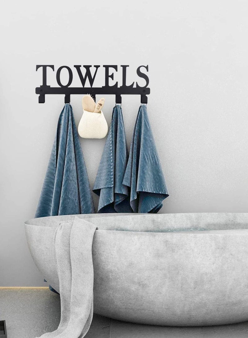 SYOSI Towel Holder for Bathroom, Racks, Towel Hooks Door Hooks for Bathroom, Bedroom, Kitchen, Pool, Beach Towels, Bathrobe, Clothing, Metal Sandblasted Wall Mount Rustproof and Waterproof(Black) - Image 3