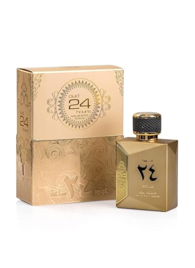 Ard Al Zaafaran - Ard Al Zaafaran 24 Hours Majestic Gold Oud Eau de Parfum Spray for Unisex, 3.4 Ounce - Image 1