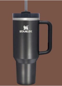 Quencher H2.0 FlowState Vacuum Insulated Tumbler – 40 oz Black Stainless Steel Travel Mug with Lid & Straw, Double-Walled Leakproof Design, Keeps Drinks Hot/Cold for Hours, Durable & Portable