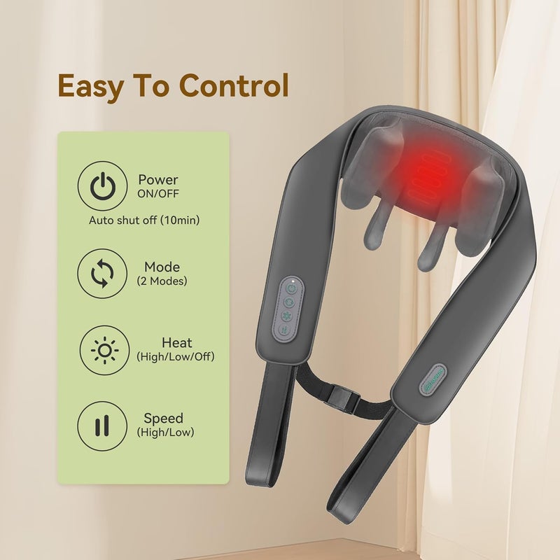 Snailax Neck Massager for Pain Relief Deep Tissue Neck Massage with Heat Cordless Massager for Back and Shoulder Pain Deep Kneading Back Massager Gift for Mom Dad - Image 4