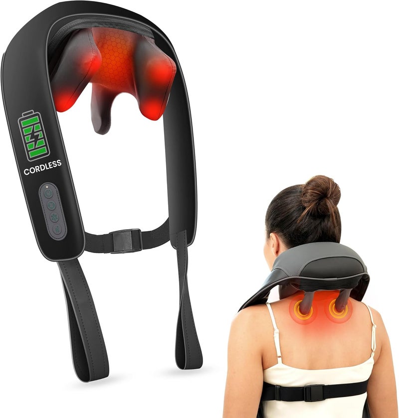 Snailax Neck Massager for Pain Relief Deep Tissue Neck Massage with Heat Cordless Massager for Back and Shoulder Pain Deep Kneading Back Massager Gift for Mom Dad - Image 1