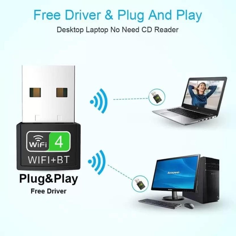 XIKKART WiFi Bluetooth Adapter 2 in 1 Wireless BT WiFi Dongle, Dual Band Bluetooth and WiFi Adapter for PC/Laptop/Desktop, WiFi Bluetooth Dongle (Upto 300 Mbps, 4.2GHz) - Image 2