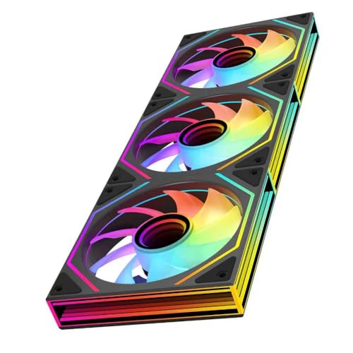 Jungle Leopard Prism6 MAX X3 120mm ARGB PC Case Fan - 3-Sided Infinite Mirror & Axis Infinite Mirror Light Effect，800-1850±10% RPM 120mm PWM Case Fan for PC Case(Triple Pack Black) - Image 1