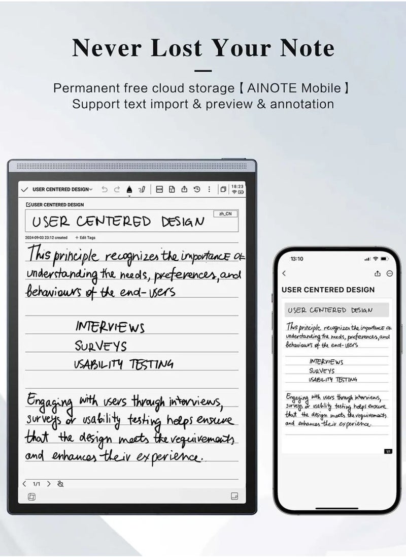 iFLYTEK - AINOTE Air 2 Ink Tablet with Stylus Pen, Voice-to-Text, Language Translation, Android System, Camera, WiFi & Bluetooth for Note Taking & Writing - Image 1