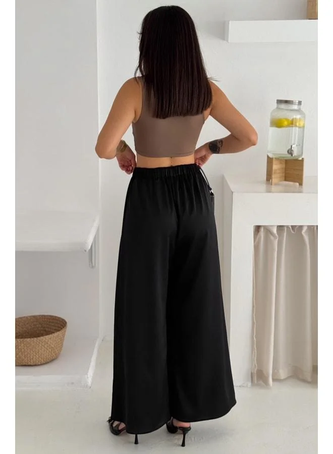 Noa Noa Women’s Pleated Wide-Leg Satin Fabric Pants – Powerful & Timeless Style