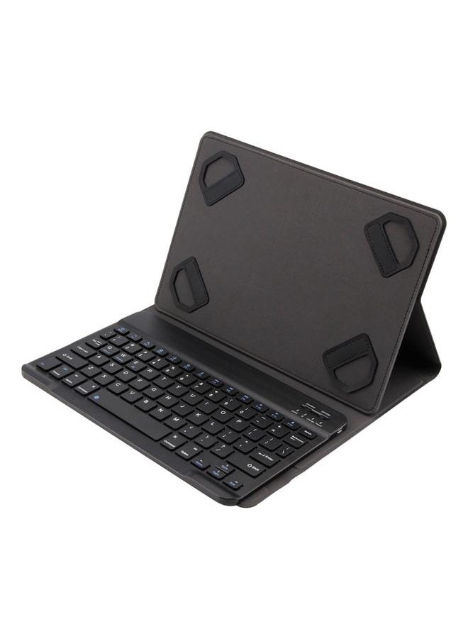 Green Tiger - TY 1031 Universal Bluetooth 3.0 ABS Brushed Texture Keyboard Plus Leather Tablet Case iOS Windows Android Tablet PC Between 9 10.5 inch Black - Image 1