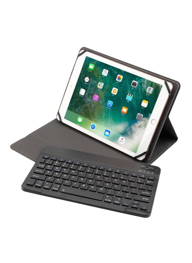 Green Tiger - TY 1031 Universal Bluetooth 3.0 ABS Brushed Texture Keyboard Plus Leather Tablet Case iOS Windows Android Tablet PC Between 9 10.5 inch Black - Image 1