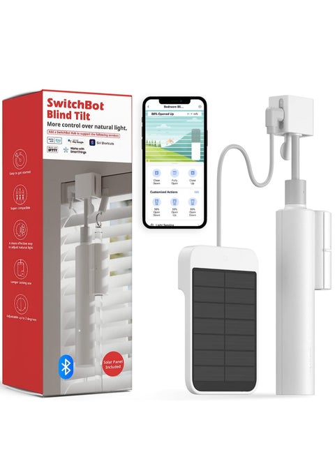 SwitchBot Blind Tilt Motorized Blinds - Smart Electric Blinds with Bluetooth Remote Control, Solar Powered, Light Sensing Control, Add SwitchBot Hub Mini to Make it Compatible with Alexa & Google Home