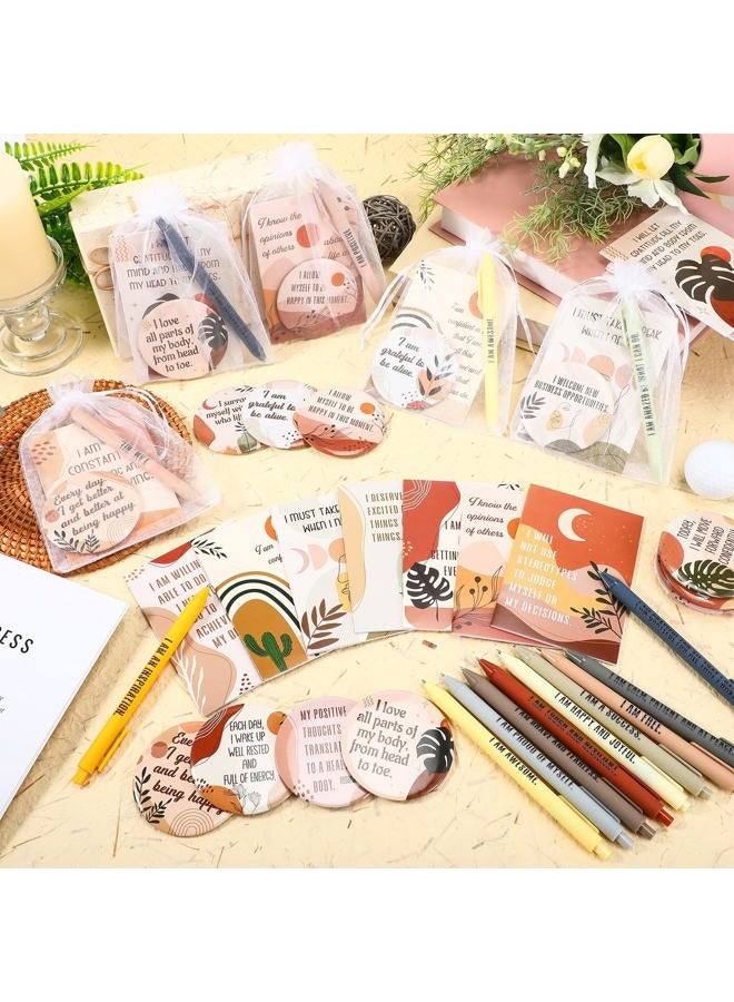 Mooliwe 72 Pcs/24 Set Positive Affirmation Gift Set for Women Gratitude Notebooks with Pens and Mini Mirrors Small Bags Motivational Encouragement Notepad for Women Coworkers Adult Party Favor - Image 5