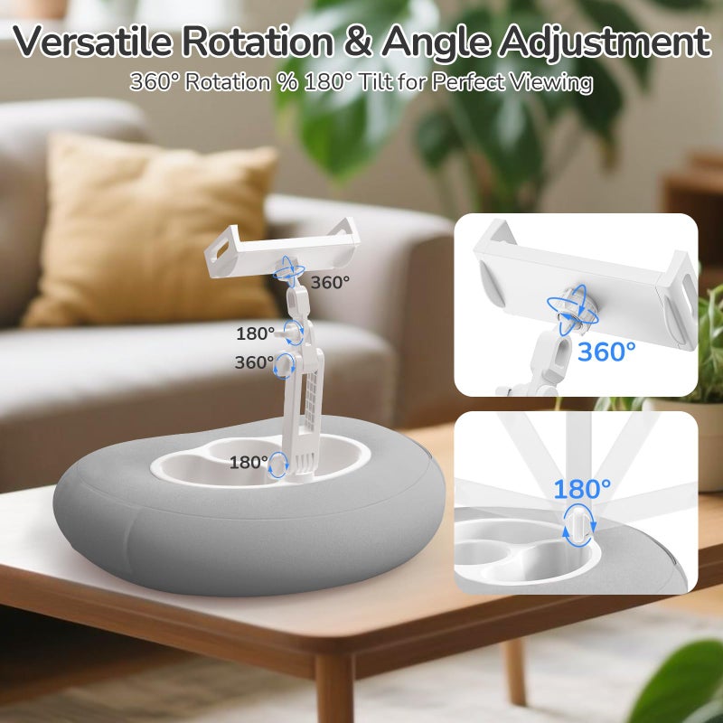 vizzicool حامل وسادة لوحي متوافق مع كيندل وآيباد للأجهزة من 4.7" إلى 10"، حامل آيباد، آيفون، سامسونج، جوجل، كيندل للسرير والأريكة، أداة سحرية للقراءة الصحية للشخص الكسول وتخفيف ضغط الرقبة - Image 4