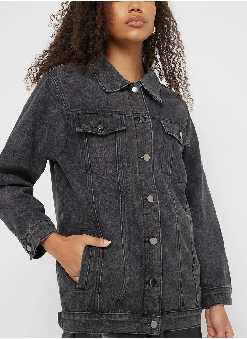 جينجر Oversize Longline Denim Jacket