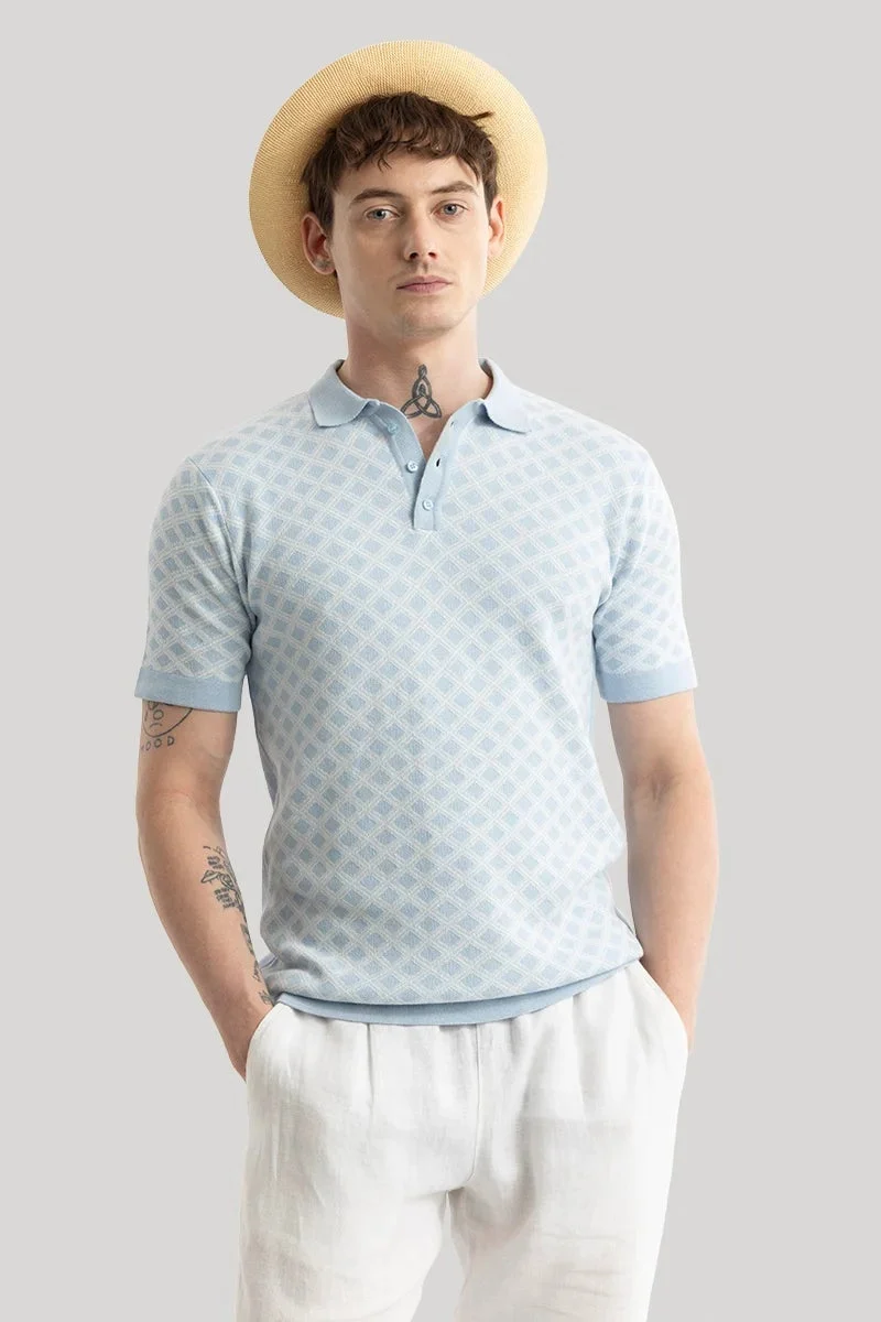 سنيتش تيشيرت بولو جيانا أزرق فاتح بنقوش هندسية