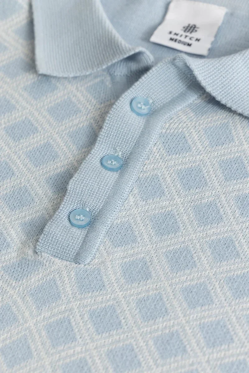 SNITCH Gianna Light Blue Geometric Polo T-Shirt