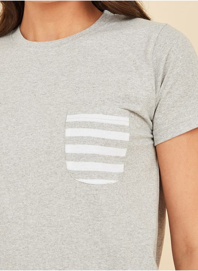 Styli Striped Pocket T-Shirt & Pyjama Set  - Image 4