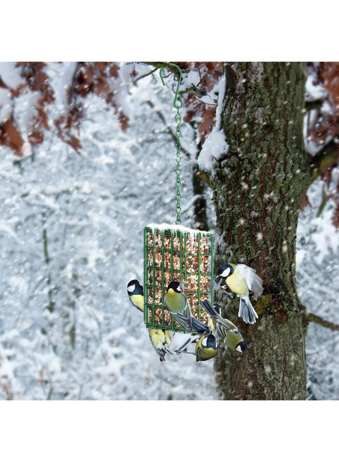 FLINTER Bird Feeder for Outdoors, Suet Feeder Hanging Bird Feeder, Bird Feeder Hanging for Garden Yard Outside - Single Suet Cake Feeders fo Attracting Birds, Green - Image 3