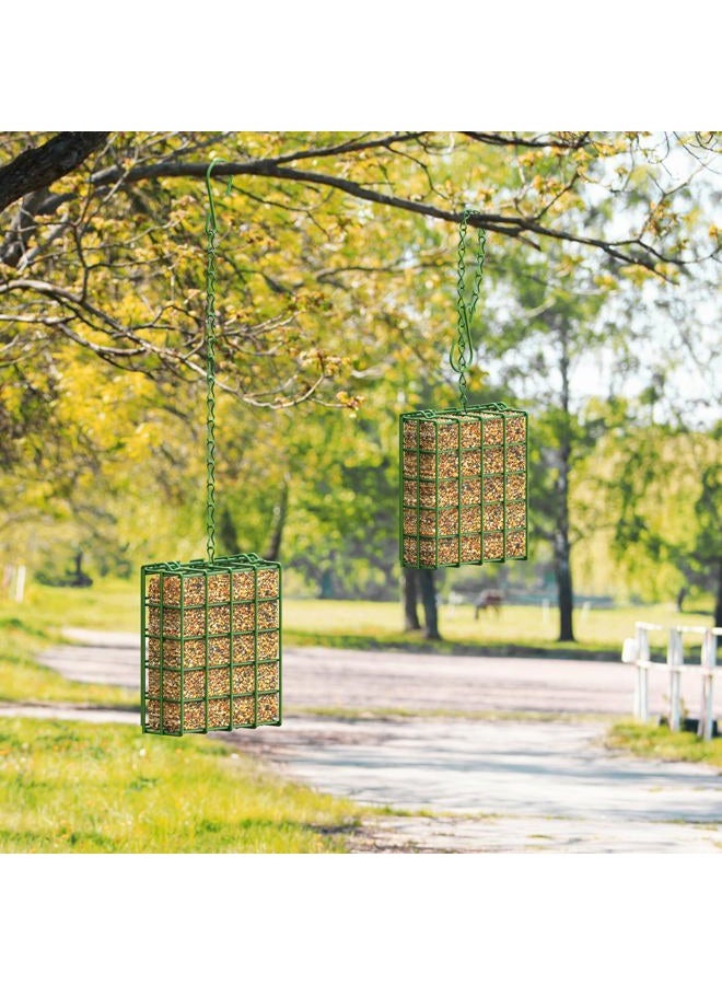 FLINTER Bird Feeder for Outdoors, Suet Feeder Hanging Bird Feeder, Bird Feeder Hanging for Garden Yard Outside - Single Suet Cake Feeders fo Attracting Birds, Green - Image 4